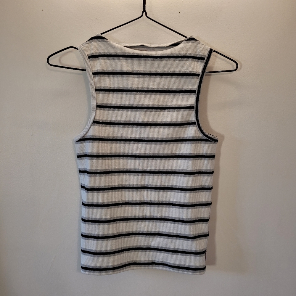 Afends Hemp Revolution Moby Hemp Striped Ladies High Neck Tank Shadow - M - Picture 2 of 8